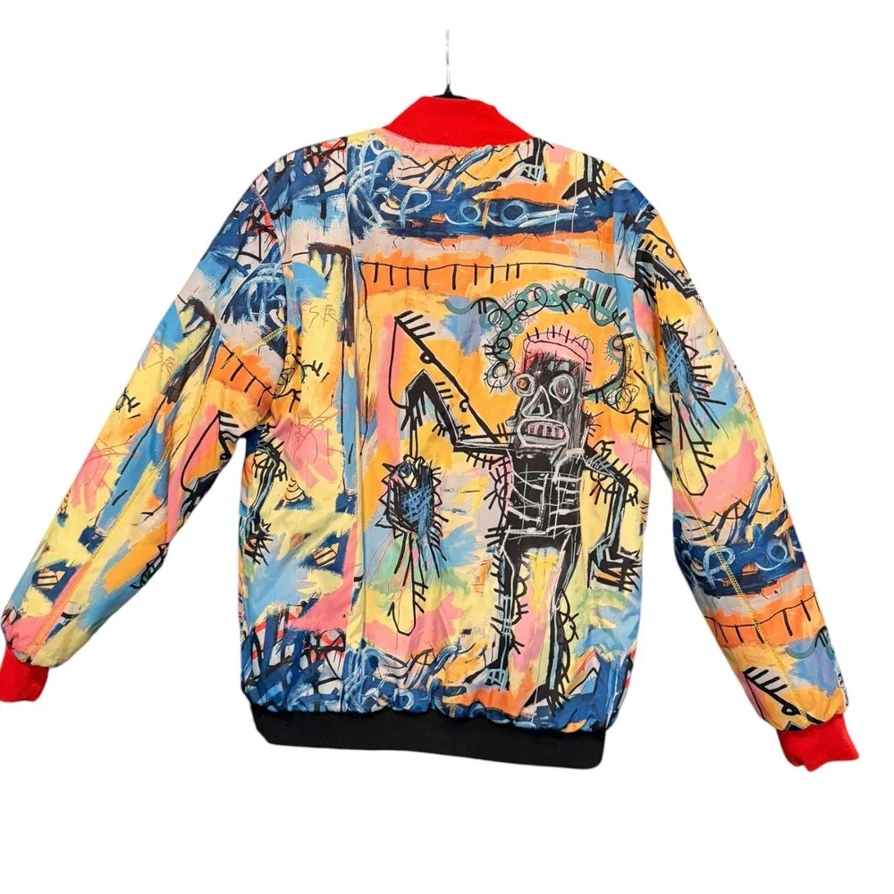 Reason Jean-Michel Basquiat Reversible Bomber Jacket Mens Medium Art Print Black